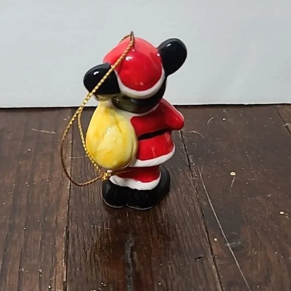Vintage Disney Mickey Mouse Santa Hanging Christmas Tree Ornament Japan